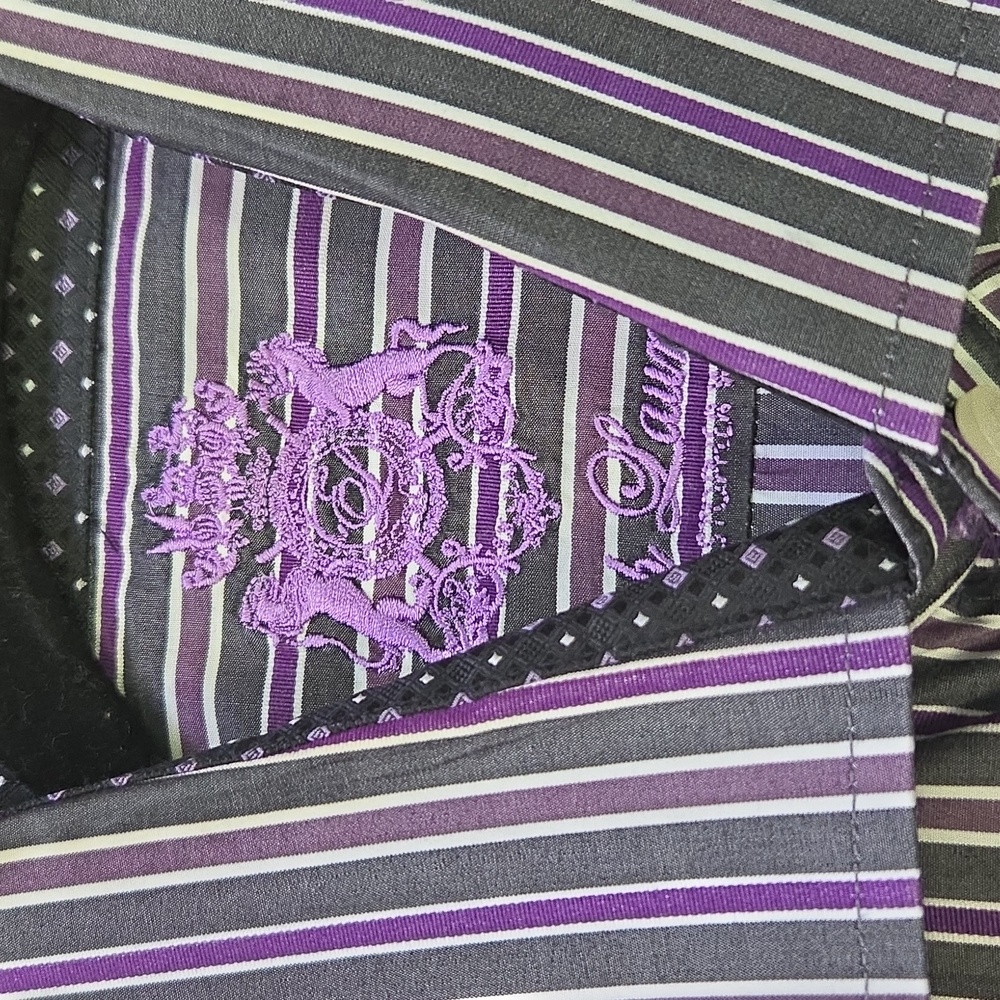 Men's Striped Purple Shirt English Laundry Sz 17 - Picture 2 of 6